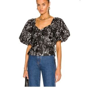 Jonathan Simkhai Taylor Wrap Top Metallic Black